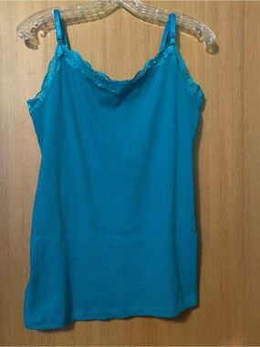 4/$20 | George Teal Lace Trim Cami Tank Top (slightly ribbed material)